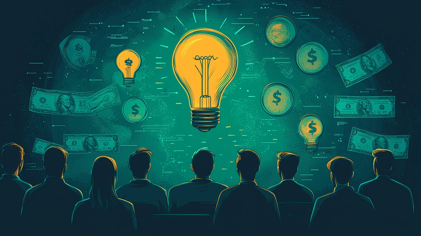 Entrepreneur presenting startup pitch to investors