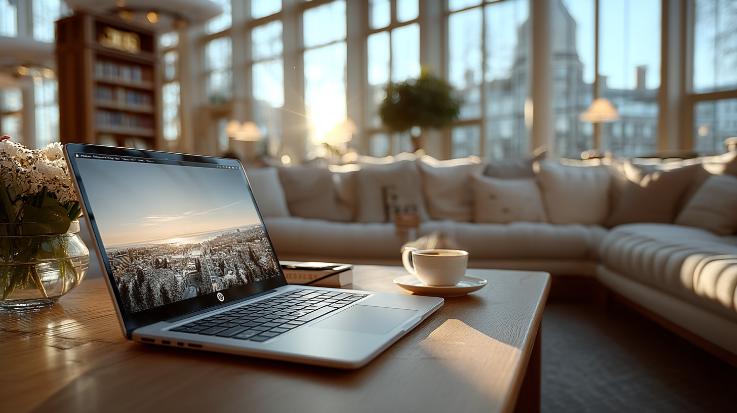 Laptop in a luxury airport lounge